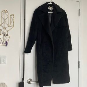 Trina Turk Black Fuzzy Alpaca Teddy Coat